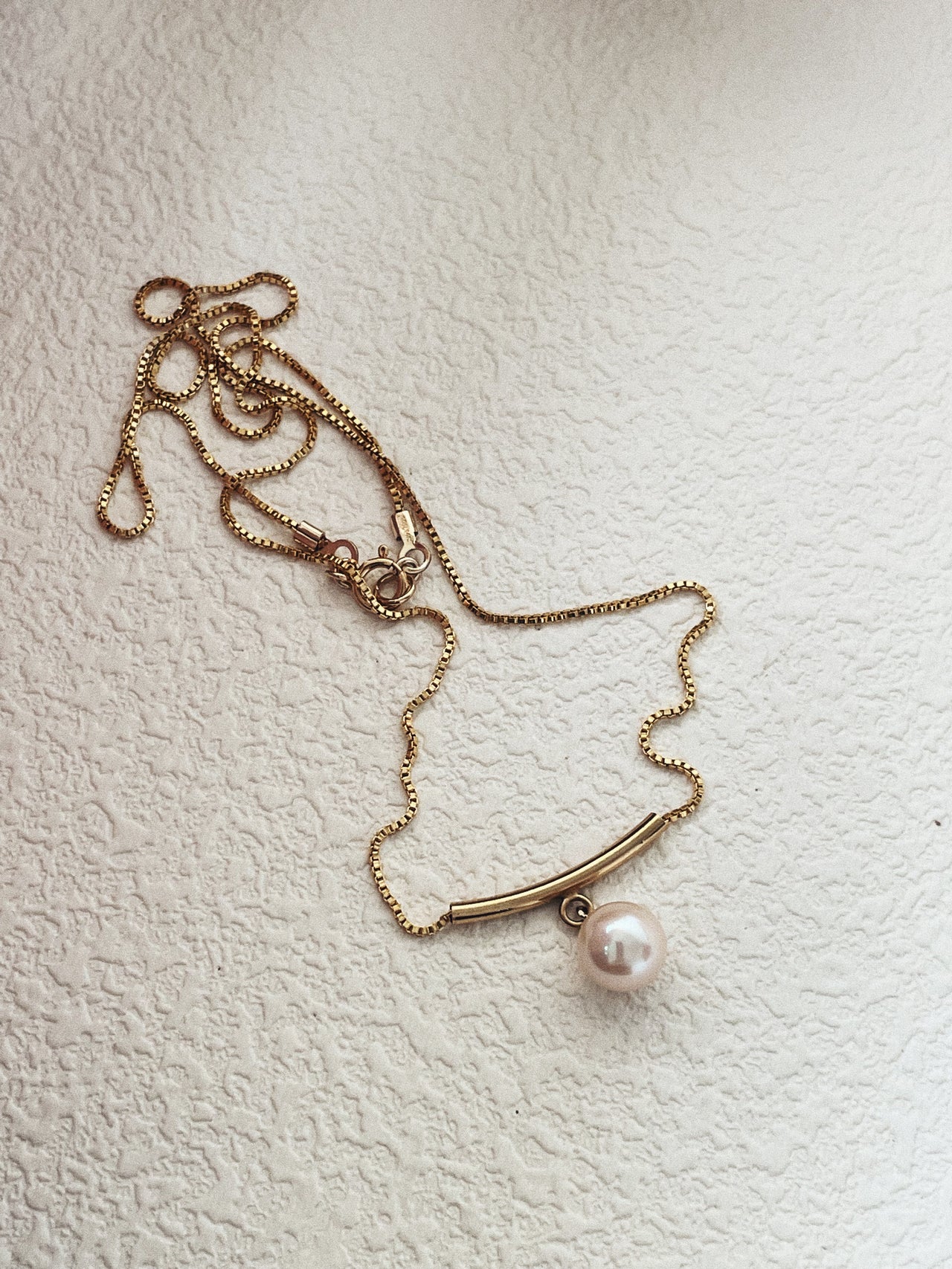 Water-Drop Pearl Golden Necklace